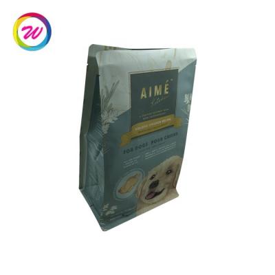 China Moisture Proof Pet Food Custom Printed Aluminum Foil Bottom Dog Food Square Packaging Bag for sale