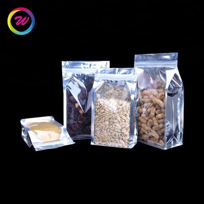 China Custom Ziplock Plastic Clear Pouch Flat Bottom Food Packaging Moisture Proof for sale