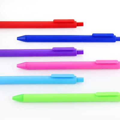 China Promotional Pen Maker Stock In 10 Candy Colors Assorted Soft Rubber Coated Push-Action Cheapest Ball Pen for sale