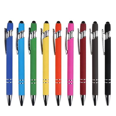 China Customized Pen Gift Low Logo Coating Metal Luxury Min Rubber Pen With Stylus Promotional Ballpoint Pen for sale