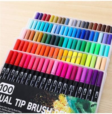 China Promotion\Business\School Stationery\Office 100 Colors 12/24/36/48/60/72 Dual Colors Tip Brush Marker Pen Stationery Set Watercolor Pen For Painting Inscription for sale