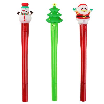 China Full Size Gift Pen With Led Light In Tree Shape Snowman Santa Claus Shape For Christmas Day Halloween Day for sale