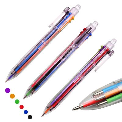 China Promotional Pen Multicolor 6colors Ballpoint Pen With Custom Logo Students Office School Stationery Plastic Ballpoint Pen for sale