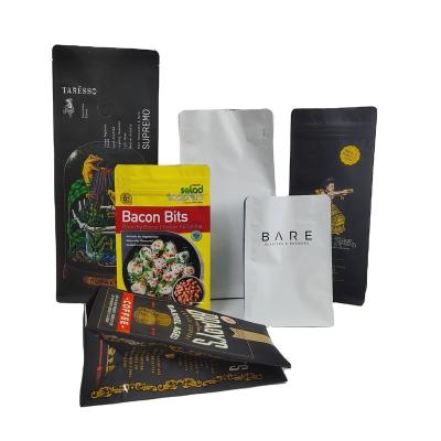 China Food grade easy tear zipper flat bottom bag coffee 250g plastic aluminum foil reusable coffee bags with valve for sale