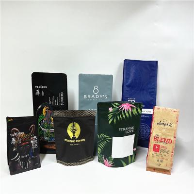 China Custom printed 250g 500g 1kg coffee bag with valve recycle flat bottom pouch bag for coffee for sale