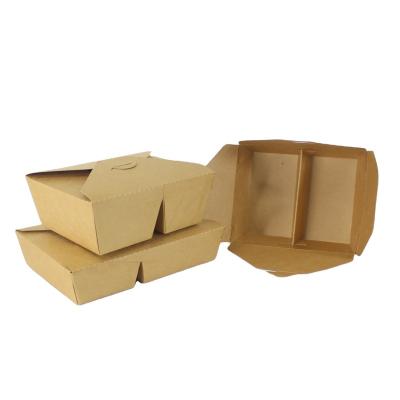 China Eco-friendly disposable dessert take away food container kraft paper lunch box for fast food paper box for sale