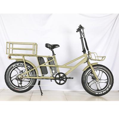 China Aluminum alloy front and rear 2 basket fast food delivery electric bike daul 48v 10Ah battery pizza delivery cargo ebike electric bicycle sales for sale