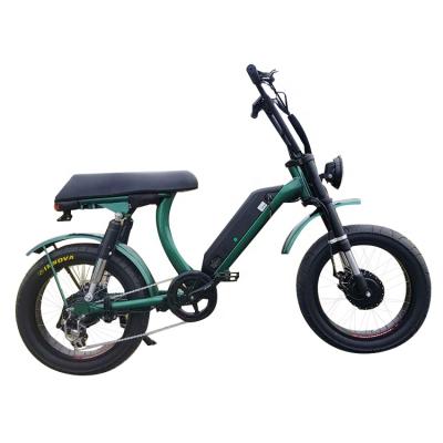 China 2021 Full suspension 48v 500w 2 seater aluminum alloy lithium battery retro bicycle two seat fat tire electric steaith bomber electric bike for sale