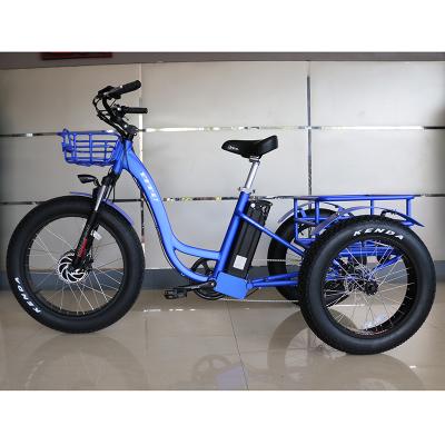 China Electric Bike 24 Inch Aluminum Alloy Cargo Tricycles 48V 10Ah Li-ion Battery Tricycle E-Tricycle 3 Tire High Power Fat Big Wheel With LCD Display for sale