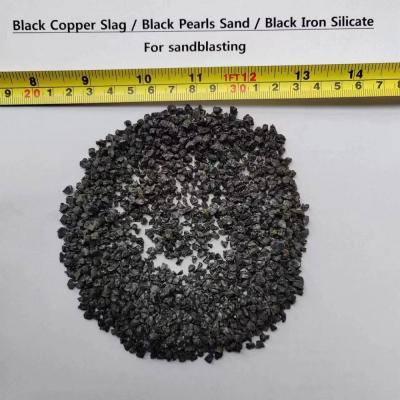 China Black Copper slag black Iron-silicate black pearls sand 3~5mm for sandblasting medium for sale