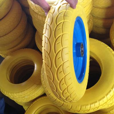 China Construction Material Shops 3.50-8 Solid Flat PU Foam Free Tires With Plastic Rim for sale