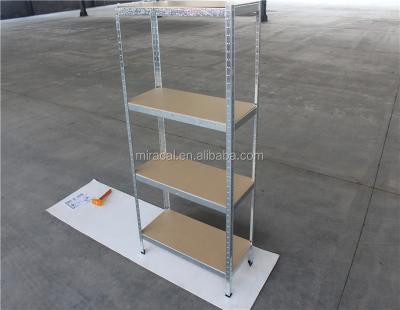 China MDF 4 Tier Running Storage Warehouse Shelf Slot Style Garage Light Duty Usage for sale