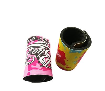 China Custom Neoprene Sublimation Logo Slap Wrap Portable Bottle Insulated Waterproof Insulated Beer Can Cooler for sale