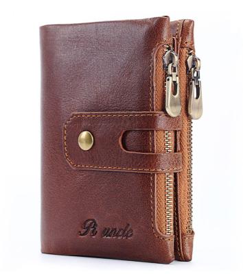 China Hot RFID Vintage Style Leather Credit Card Holder Sailing Shorts With Zipper Men's Wallet for sale