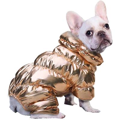 China Gold Jacket Small Puppy Fleece Coat Stripper Waterproof Pet Dog Coats Viable Warm Modern Dog Apparel With Legs for sale