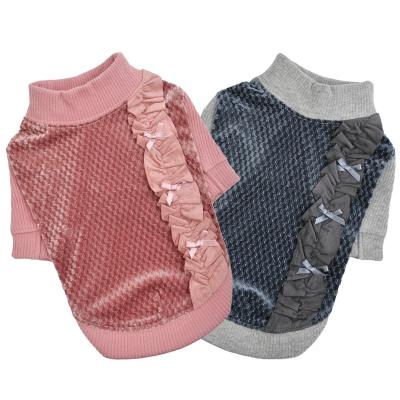 China Custom Viable Hoodie Pets Solid Soft Cat Ruffles And Ribbons Decoration Pet Hoodies Custom Logo Designer Dog Hoodies Pretty for sale