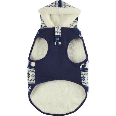 China Sustainable Pet Hoodie Cat Customed Winter Woolen Fur Fabric Soft Snowflake Pattern Pet Clothes Designer Dog Hoodie Pet for sale