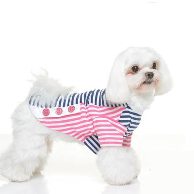 China Viable Striped Dog Shirts Dog Round Neck Funny Buttons Quilting Pet Striped Short Sleeve Shirts for sale