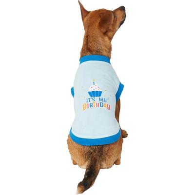 China Viable Dog Shirts Customized Sublimation Printing Designer Happy Birthday Pet T-shirt Vest Cotton Large Dog Shirt for sale