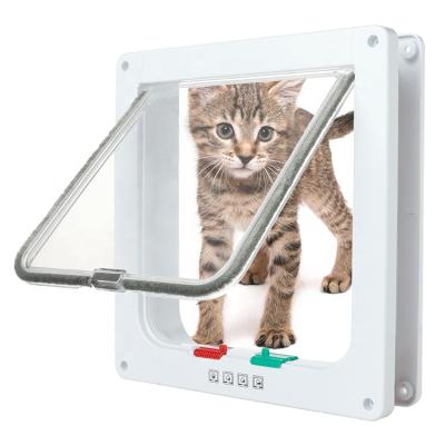 China Viable Cat Flap Doors Hot Sale Magnet Wooden Cat Door 4 Way Locking Waterproof Cat Door for sale