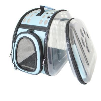 China Breathable PU Material Cloth EVA Pet Carrier Portable Foldable With Ducts And Sling Clear Sheet Cat Carrier Dog Bag for sale