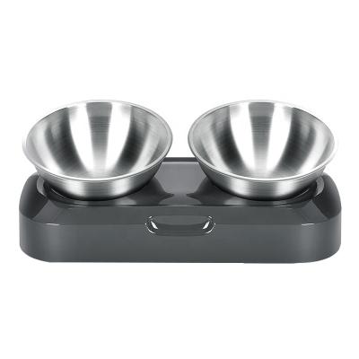 China Sustainable Cat Food Bowl Pet Food and Water Feeding Bonza Raised Tilted Stainless Steel Double Cat Bowl for sale