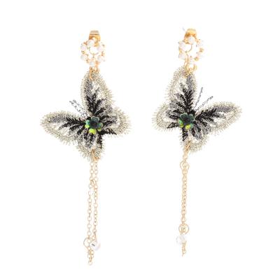 China Sensitive Swallow Cute French Zircon Design Niche Tassel Ear Cuff Long For Women, Soft And Slimming Non-pierced Cartilage Earring for sale