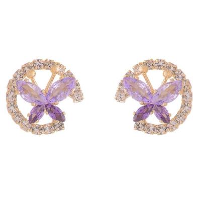 China Fashionable light luxury purple delicate temperament high grade butterfly design earrings butterfly design earrings sweet ear stud for sale