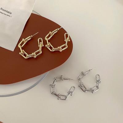 China Retro cute Korean version geometric ear chain circles, cold wind metal earrings, fashion personality ear decoration women wholesale for sale