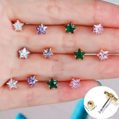 China Zircon Series Cute Colorful Star Pentagon Ear Bone Studs, Classic Minimalist Star Shaped Ear Accessories, INS Wind Jewelry Ear Studs for sale