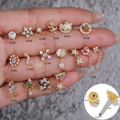 China Cute And Fashionable Border Supply Soft Colorful Ear Bone Studs For Women, Stainless Steel Rod, Twist Ball Ear Piercing Studs for sale