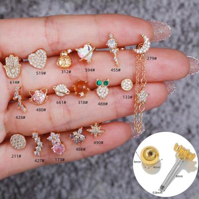 China Cute Korean Version Micro-set Zircon Leaf Fashionable Super Sparkle Ear Studs, Screw Twist Ball Ear Bone Studs, Wholesale Ear Snail for sale