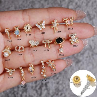 China Cute Zircon Ear Bone Studs Huggie Earrings With Snail Studs Rose Gold Gift W Small Zircon Designs Jewelry for sale