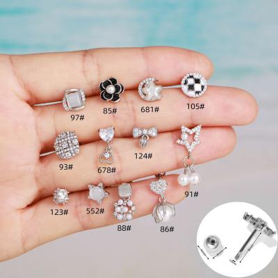 China New Cute Korean Version Style Pearl Ear Bone Studs, Stainless Steel Rod Ear Accessories, Simple Micro-set Zircon Piercing Decoration for sale