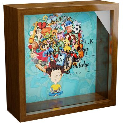 China Luxury Customize Gold Pop Art Makers Icon Box Online 3d Wooden Shadow Box Picture Frame for sale