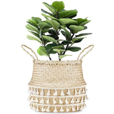 China Factory Price Minimalist Cheap Home Decoration Round Straw Storage Basket With Handle For Sale for sale