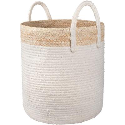 China Handmade Minimalist Promotional Wire Straw Storage Basket Customized Support With Handle For Room for sale