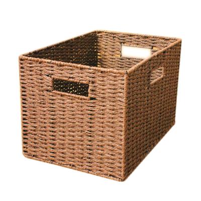 China Sustainable Hot Selling Paper Straw Collapsible Toy Rattan Rope Plant Plankton Storage Hanging Basket for sale