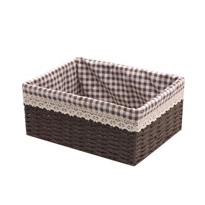 China Sustainable Hot Selling Straw Paper Rope Picnic Paper Woven Storage Wicker Baskets for sale