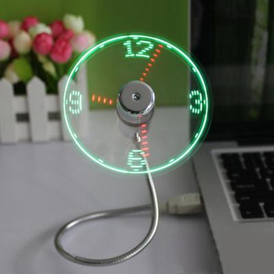 China Hotel USB Mini Flexible Time Clock Fan with LED Light - Cool Instrument Adjustable for sale