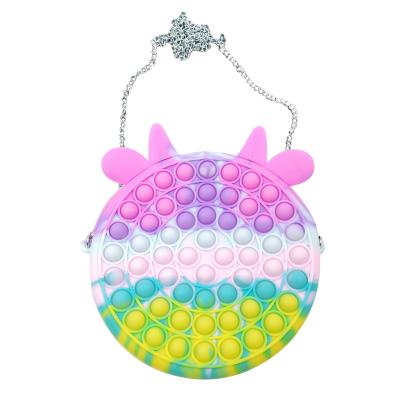 China Cute Daily Push Bubble Reliver Stresstoy Rainbow Sensory Toys Simple Dimmer Toy Backpack Antistress Restless Person Bag for sale