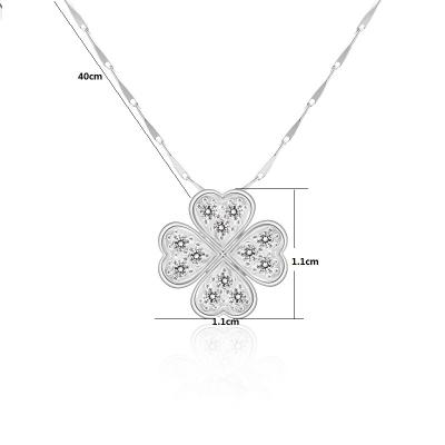 China Women's Four Leaf Luxury Brilliant Shiny 925 Sterling Silver Necklace Bracelet Earring Pendant Set for sale