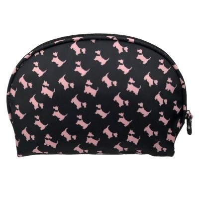 China Customized High Quality Durable Travel Organizer Pouch Printed Cosmetic Bag Dog Dome Half Moon Makeup Bag For Women for sale