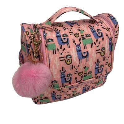 China New Custom Travel Durable Multi Functional Foldable Llama Makeup Organizer Hanging Toiletry Cosmetic Bag Large for sale