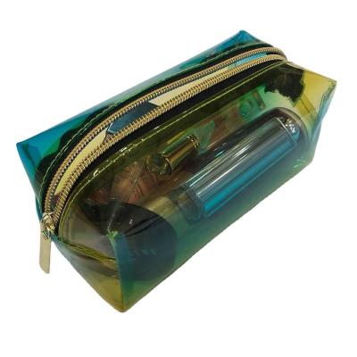 China New TPU Laser Rainbow Laser Zipper Zipper Makeup Travel Iridescent Transparent Custom Durable Green Pouch Small Cosmetic Bag For Purse for sale