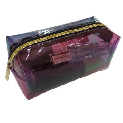 China Hot Selling Rainbow Durable 2020 TPU Zipper Zipper Makeup Pouch Custom Transparent Iridescent Travel Small Cosmetic Bag For Women for sale