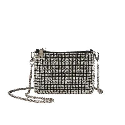 China Fashion Lux Diamonds Studded Nightclub Party Wedding Clutch Clip Chains Trendy Handmade Mini Purse For Women for sale