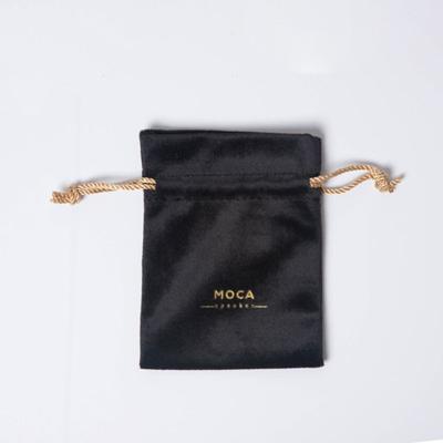 China Hot stamp new high quality cheap eco-friendly custom made gold printing black drawstring Christmas velvet jewelry gift candle bags for sale