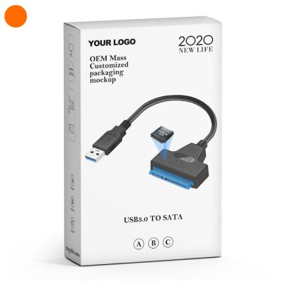 China Plastic Vends 0.2m USB 3.0 To SATA 7+15 Adapter Converter Wholesale Cable USB To Sata For 2.5 hdd for sale