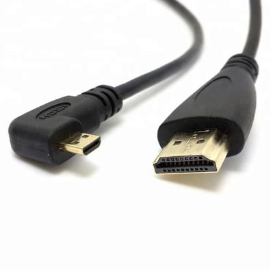 China Multimedia Factory Price 90 Degree Angle 1080p Hdmi Micro Cable Hdmi Micro To Hdmi Adapter Cable for sale